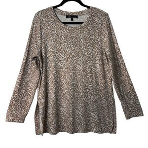 Loramendi leopard print pullover sweater with side vents XL
